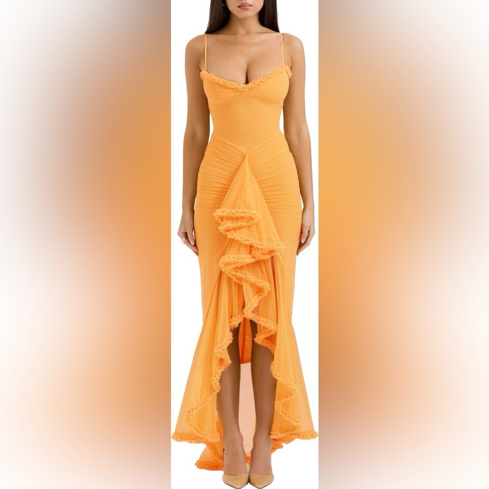Aurora/Gabbi Ruffle Mesh High-Low Cocktail Dress